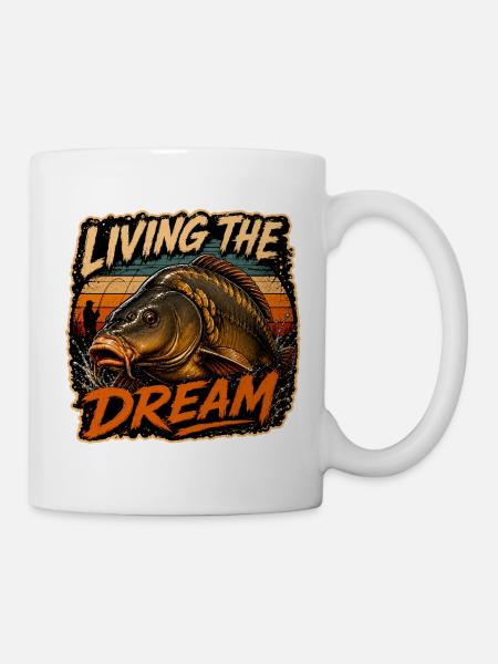 Living The Dream Karpfenfischen-Design - Tasse - Weiß