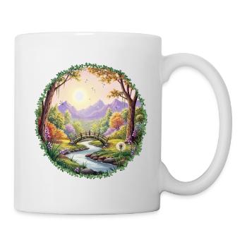Pont paysager aux couleurs printanières - Mug blanc - blanc - Droite
