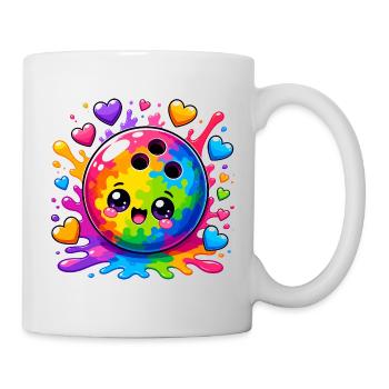 Boule de bowling colorée avec des cœurs - Mug blanc - blanc - Droite