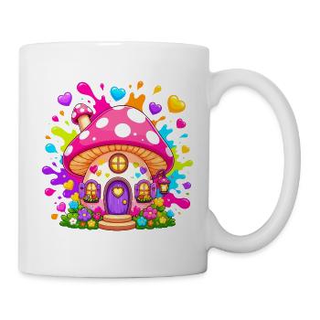Fairytale mushroom house with heart windows - Mug - white - Right