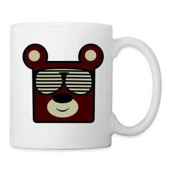 Bear with retro sunglasses - Mug - white - Right