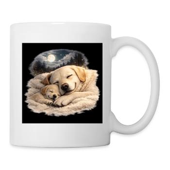 Mom dog sleeps with her child - Mug - white - Right