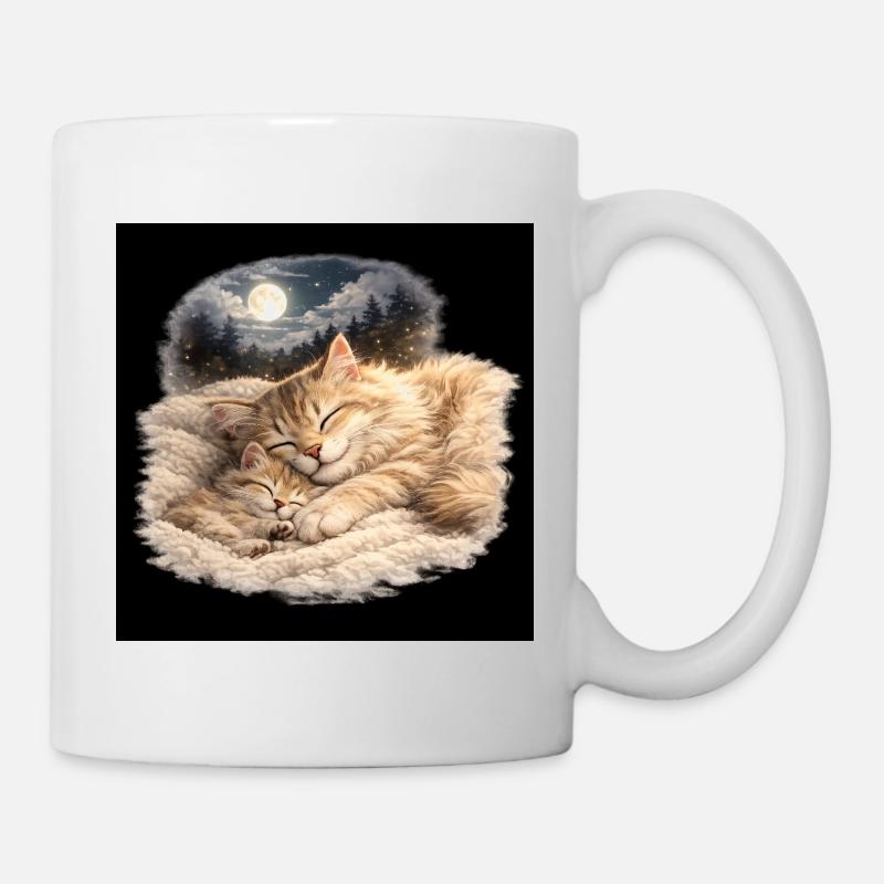 Maman chatte dort avec son enfant - Mug blanc - blanc