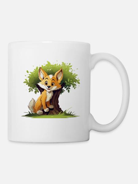 Fröhlicher Fuchs im Waldbaum - Tasse - Weiß