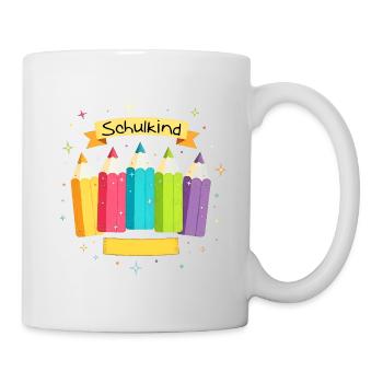 Schulkind 2026 - bunte Buntstifte mit Sternchen - Tasse - Weiß - Rechts
