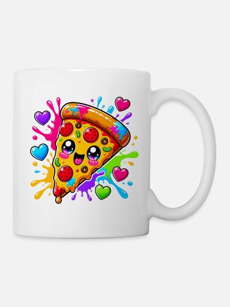 Niedliches Pizzastück - Tasse - Weiß
