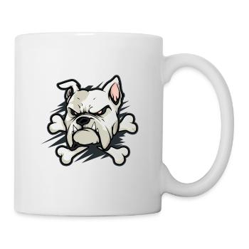 Wütende Bulldogge mit Knochen - Tasse - Weiß - Rechts