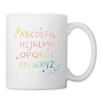 Rainbow Chalk Alphabet with Asterisks - Mug - white - Right