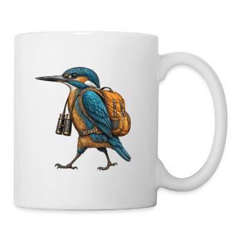 Kingfisher Explorer – Kupferstich eines Eisvägels - Tasse - Weiß - Rechts