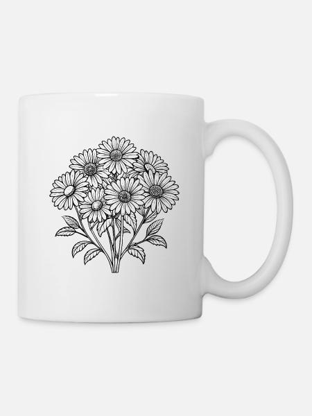 Gänseblümchenstrauß - Tasse - Weiß