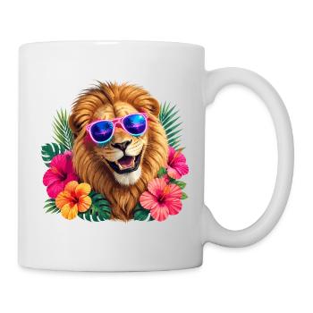 Tropischer Löwe mit Sonnenbrille - Tasse - Weiß - Rechts