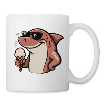 Sonnenbrillenhai mit Eiscreme - Mug - white - Right