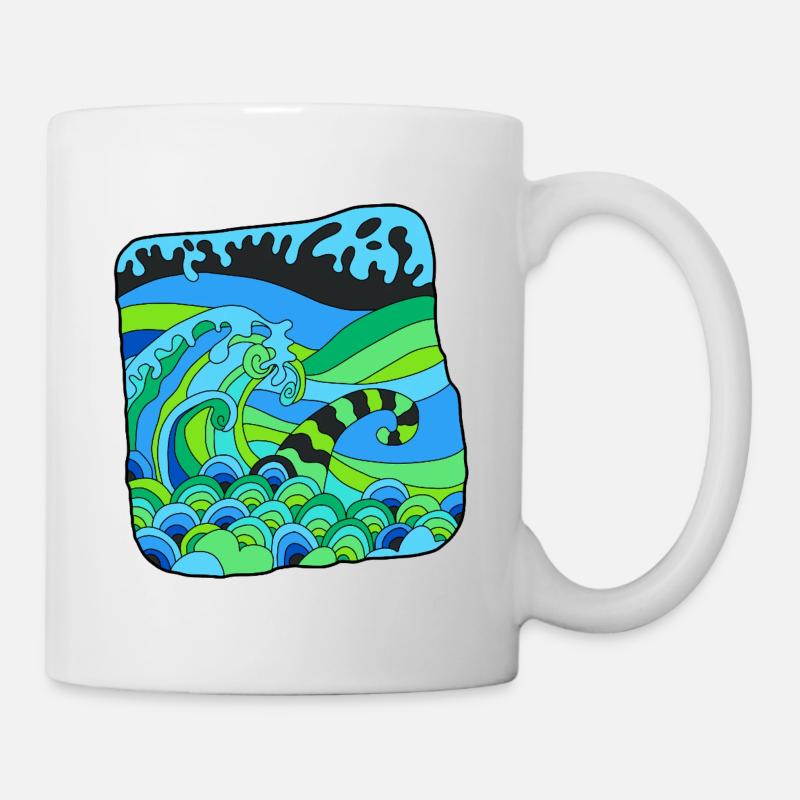 Green Deco Waves - Mug - white