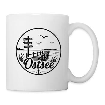 Ostsee Steg Schilder Rostock Lübeck Wismar - Tasse - Weiß - Rechts