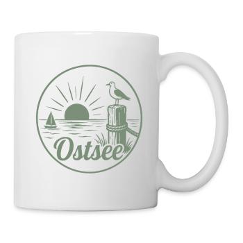 Ostsee Segelboot Möwe Sonnenuntergang - Tasse - Weiß - Rechts