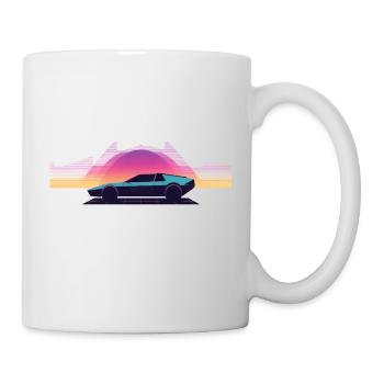 Synthwave Auto Outrun Raster Sonnenuntergang 80er  - Tasse - Weiß - Rechts