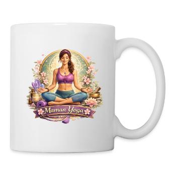 Maman Yoga Zen Fleurs Cristaux - Mug blanc - blanc - Droite