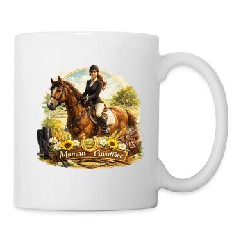Maman Cavalier Équine et Fleurs - Mug blanc - blanc - Droite