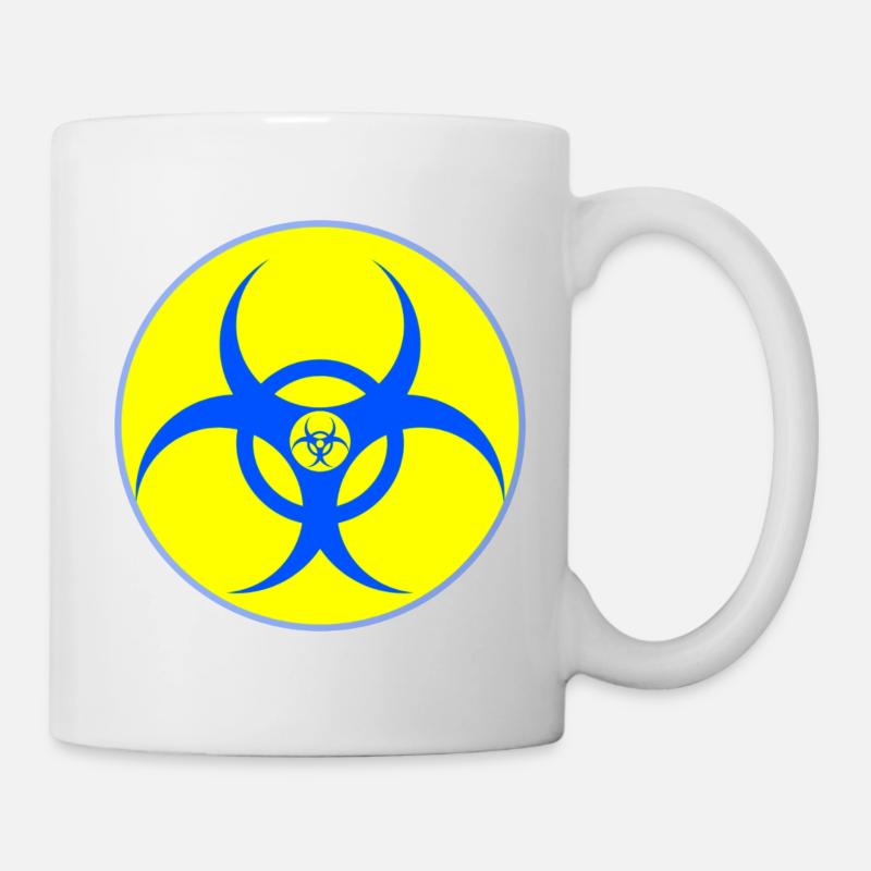 Elektrisch Blauer Biohazard-Wappen - Tasse - Weiß
