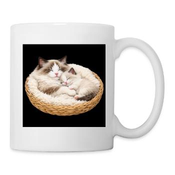 Mom cat and her kitten sleep together - Mug - white - Right