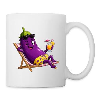 Aubergine im Urlaub in der Sonne - Tasse - Weiß - Rechts