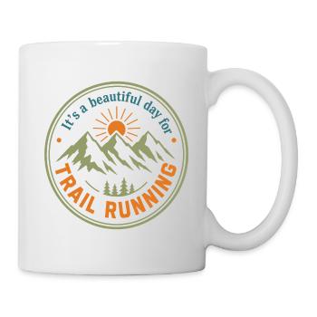 C’est une belle journée pour le badge de trail running - Mug blanc - blanc - Droite