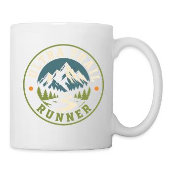 Ultra Trail Runner Scenic Mountain Abzeichen - Tasse - Weiß - Rechts
