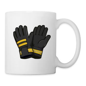Black gloves with yellow accents - Mug - white - Right