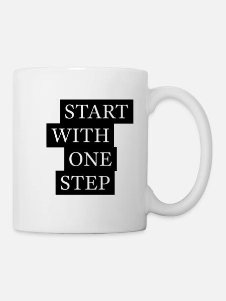 Start With One Step Motivation - Tasse - Weiß