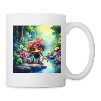 Créature multicolore dans la forêt riveraine - Mug blanc - blanc - Droite
