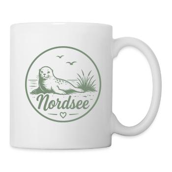 Nordsee Seehund Robbe Strand Küsten Liebe - Tasse - Weiß - Rechts