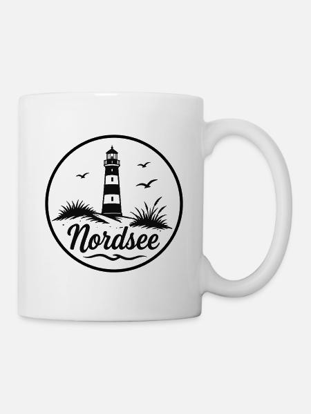 Nordsee Leuchtturm Strand Küsten Liebe - Tasse - Weiß