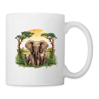 Savannen-Elefantenfamilie Illustration - Tasse - Weiß - Rechts
