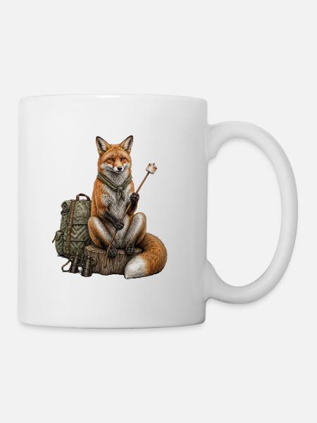 Fuchs-Camper-Entdecker wandern - Tasse - Weiß
