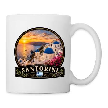 Santorini Griechenland Kreuzfahrt Urlaub Oia Abend - Tasse - Weiß - Rechts