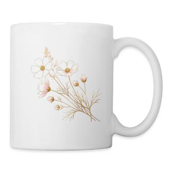 Goldene Akzente weiße Blüten - Tasse - Weiß - Rechts