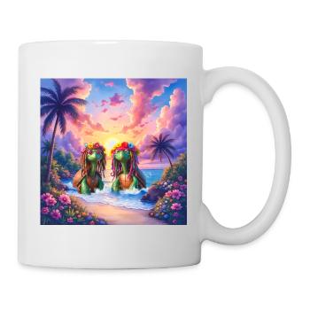 Tropical turtles at sunset - Mug - white - Right