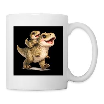 Maman T-Rex jouant avec son bébé - Mug blanc - blanc - Droite