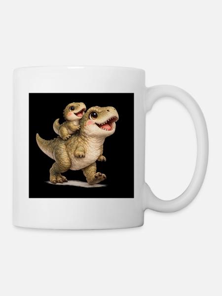 Mama T-Rex spielt mit ihrem Baby - Tasse - Weiß