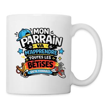 Mon Parrain m'apprend les bêtises - Mug blanc - blanc - Droite