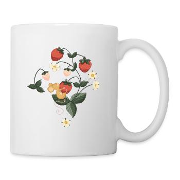 Fraise avec souris mignonnes Fleurs de jardin Fruits - Mug blanc - blanc - Droite