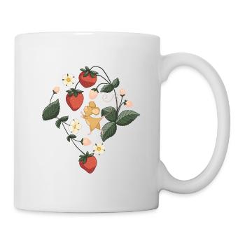 Erdbeere mit süßer Maus Garten Blumen Früchtchen - Tasse - Weiß - Rechts