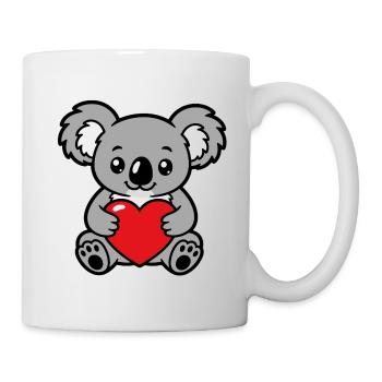 Cute Koala with kawaii red heart - Mug - white - Right