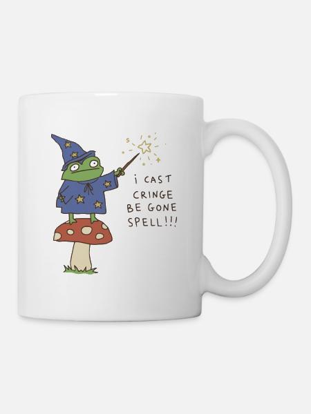 I Cast Be Gone Spell Funny Frog Wizard  - Mug - white
