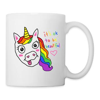 It's ok to be beautiful rainbow unicorn - Mug - white - Right