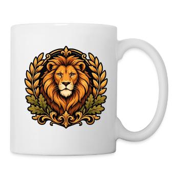 Vergoldetes Ornament mit königlichem Löwenkopf - Tasse - Weiß - Rechts