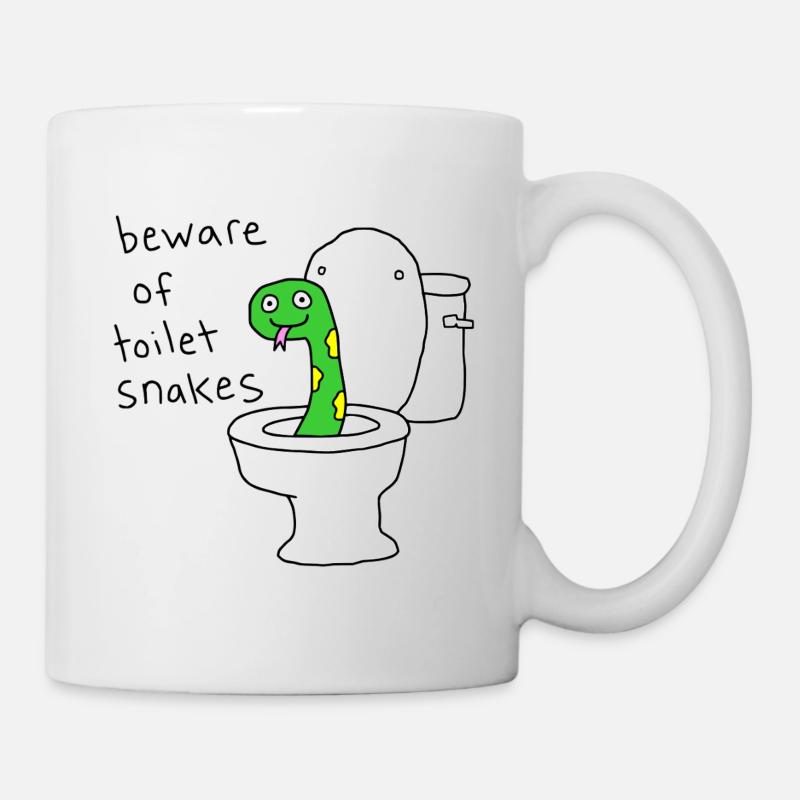 Vorsicht vor Toilettenschlangen - Tasse - Weiß