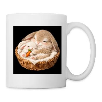 Mommy Rabbit Sleeps With Her Baby - Mug - white - Right