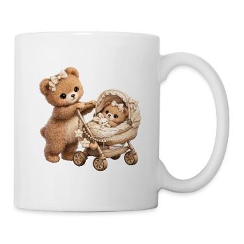 Mom Teddy Bear Is Walking With Her Baby - Mug - white - Right