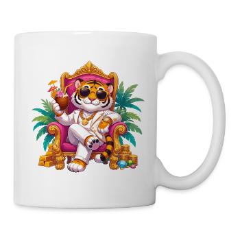 Tiger im goldenen Lounge-Anzug - Tasse - Weiß - Rechts